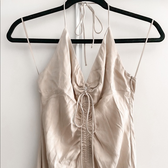 ZARA Gathered Tie Front Halter Dress - Picture 2 of 9